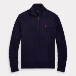 Katoenen Kabeltrui met Kwartrits Navy