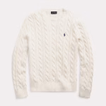 Kabelgebreide Katoenen Trui Cream