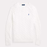 Kabelgebreide Katoenen Trui Wit