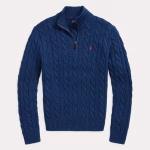 Katoenen Kabeltrui met Kwartrits Blauw