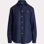 Classic Fit Linnen Overhemd Navy