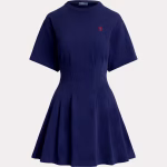 Getailleerde Katoenen Jersey T-Shirtjurk Navy