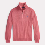 Katoenen Trui met Opstaand Boord en Rits Roze